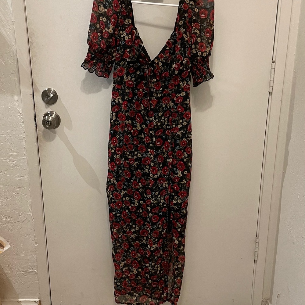 Midi slit leg floral dress